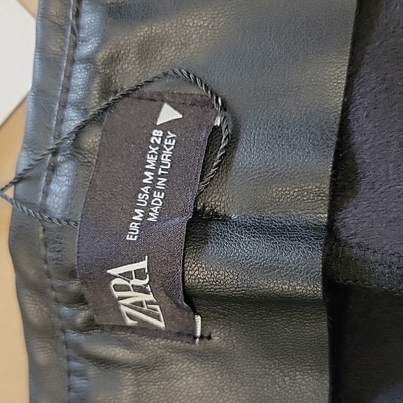 Zara Size M Black Faux Leather Leggings / Skinny Pants, NEW with Tag - Picture 10 of 15